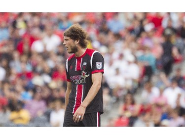 Ottawa Fury FC forward Tom Heinemann waits for a play to develop during their NASL soccer match-up at TD Place in Ottawa, July 20, 2014.