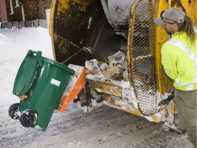 Green bin collection starts on Helena Street in Ottawa on Jan. 3, 2010.