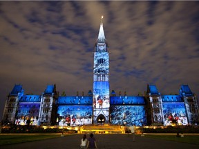 The Sound and Light show continues on Parliament Hill.