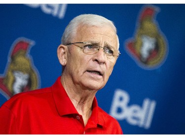 Ottawa Senators' GM Bryan Murray addresses the media on the Jason Spezza trade  at the Canadian Tire Centre Tuesday, July 1, 2014.