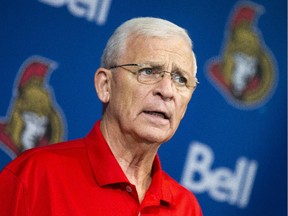 Ottawa Senators' GM Bryan Murray addresses the media on the Jason Spezza trade at the Canadian Tire Centre Tuesday, July 1, 2014.