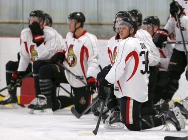 Ottawa Senators' NHL prospect Vincent Dunn #36 and others on the ice during their annual development camp at the Bell Sensplex on Friday, July 4, 2014.