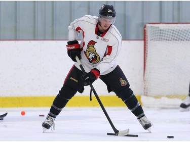 Ottawa Senators' NHL prospect Vincent Dunn on the ice during their annual development camp at the Bell Sensplex on Friday, July 4, 2014.