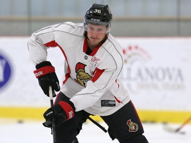 Ottawa Senators' NHL prospect Vincent Dunn on the ice during their annual development camp at the Bell Sensplex on Friday, July 4, 2014.