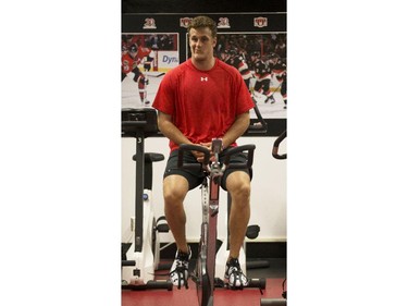 Ottawa Senators' prospect Ryan Van Stralen warms up during the 2014 Development Camp at the Canadian Tire Centre Tuesday, July 1, 2014.