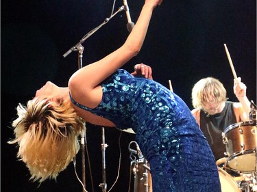 Peter Dreimanis and Leah Fay, from July Talk, perform Friday night, July 11, 2014,  at Bluesfest in LeBreton Flats, Ottawa.  (Julie Oliver / Ottawa Citizen)