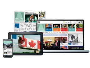 Photo illustration all 4 new Ottawa Citizen platforms including print, tablet and mobile apps with new OttawaCitizen.com web page.To Tablet as 0520 New Cit  please.