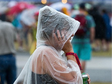 Ponchos and umbrellas were the order of the day at Bluesfest on Tuesday evening.