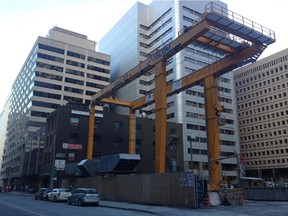 Rock bolts from LRT construction reportedly penetrated the parking garage of the Sun Life building on Wednesday.