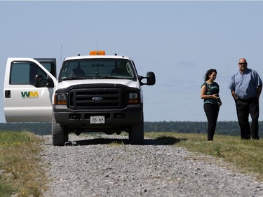 Ross Wallace (Waste Management's District Manager Disposal Operations) gives Ottawa Citizen reporter Carys Mills a tour of the Carp Road landfill.