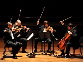 The world famous Borodin String Quartet demonstrates the standard String Quartet. From left, violinists Ruben Aharonian  and Sergei Lomovsky, violist Igor Naidin, cellist Vladimir Balshin.