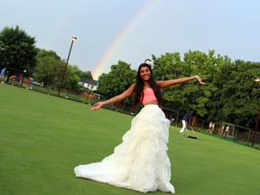 The lovely Cyandra Carvalho on the greens after the rain lifted at the Lawn Summer Nights event held at the Elmdale Lawn Bowling Club on Wednesday, July 2, 2014. The unique lawn bowling fundraiser for Cystic Fibrosis Canada takes place over four summer evenings in July.