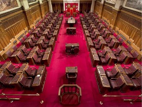 The Senate chamber on Parliament Hill is seen May 28, 2013 in Ottawa.