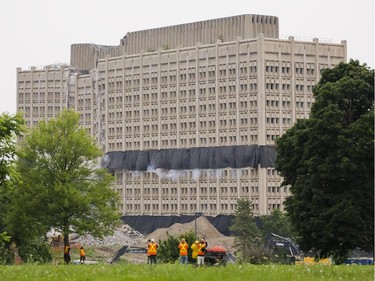 The Sir John Carling Building in Ottawa was demolished early Sunday morning, July 13, 2014.