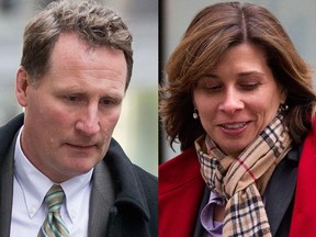 Teachers Ian Middleton and Alyssa Novick leave a disciplinary hearing in Toronto on Tuesday Jan. 29, 2013.