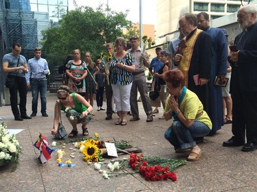 Vigil outside the Embassy of the Kingdom of Netherlands on Saturday, July 19, 2014.