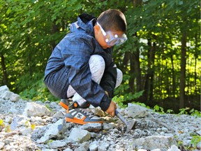 William Qiao of Toronto searches for valuable minerals during a guided field trip in  Bancroft.  The trips are sponsored three times weekly during the summer by the town's chamber of commerce and take in a number of former mining sites in the region.