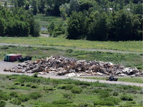 Wood recycling pile as viewed from the top of "Carp Mountain" at Carp Road landfill.