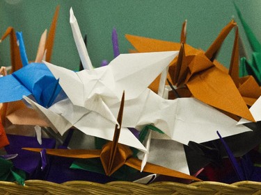 The Spy Camp Kids at the Diefenbunker in Carp are folding paper cranes in an Origami class to send to Japan. They hope is to make between 600 and 1,000 cranes.