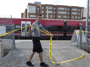 One person was slightly injured when OC Transpo's O Train had a slight derailment at Carleton University Aug 11.  (Pat McGrath / Ottawa Citizen)