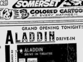 The Aladdin opened in 1951 as Ottawa’s third drive-in theatre behind Britannia and Auto-Sky