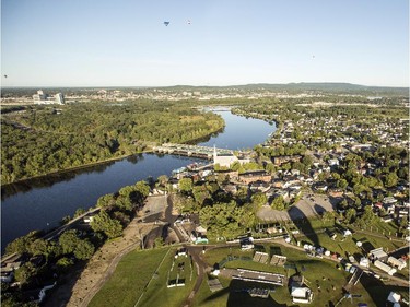 An aerial photograph taken from a hot air balloon in Gatineau Friday, August 29, 2014.