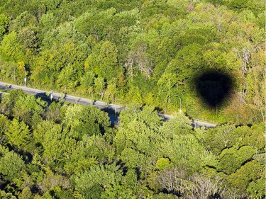 An aerial photograph taken from a hot air balloon shows Fournier Blvd in Gatineau Friday, August 29, 2014.