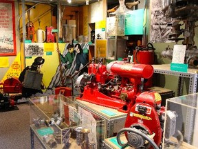 Aug. 23 daytrip on Maniwaki
Visitors to the Forest Fire Prevention History Interpretation Centre in Maniwaki can explore a full range of historical and contemporary fire-fighting equipment, including these water pumps.  Firemen had to carry the heavy equipment into burning forests.  Photo: Oxana Sawka