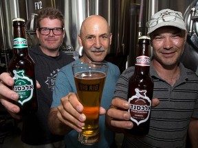 Brewmasters Lon Ladell of Big Rig Brewery, Ori Sagy from Israel, and J.P. Fournier of Turtle Island Brewing, are pumped for this weekend's National Capital Beer Fest.