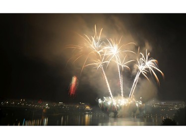 Casino du Lac-Leamy Sound of Light fireworks as viewed from the Canadian Museum of History along Ottawa River in Gatineau (Quebec), Saturday, August 2, 2014. This evening's performance by Hong Kong (China).