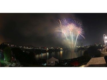 Casino du Lac-Leamy Sound of Light fireworks as viewed from the Canadian Museum of History along Ottawa River in Gatineau (Quebec), Saturday, August 2, 2014. This evening's performance by Hong Kong (China).