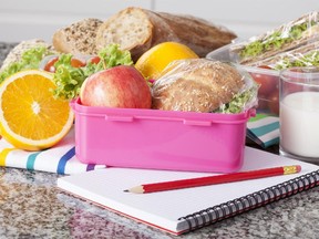 lunchbox with wholesome food for back to school lunches.
