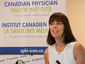 Françoise Mathieu spoke to physicians about compassion fatigue on Sunday.