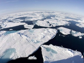 Ice floes float in Baffin Bay between Canada and Greenland above the Arctic circle on July 10, 2008. The Canadian government doesn't appear ready to make a decision on its place in on the Arctic Fibre project, and switch over three-quarters of its Internet services in the North to broadband cable from satellite services.