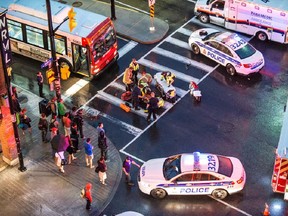 Man struck by bus on Rideau  and Waller.