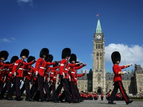 The Ceremonial Guard performs on Parliament Hill one last time on the last performance of the season, Saturday, Aug. 23, 2014.