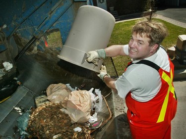 Peter Hume spent the day working collecting garbage for the City of Ottawa on April 29, 2003.