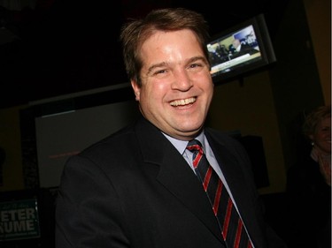 Peter Hume jubilant after winning in Alta Vista (Ward 18) during the municipal election on Monday, November 13, 2006.
