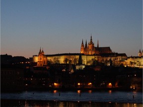 Prague's castle is seen in the twilight on April 7, 2010.