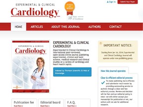 A former Canadian medical journal called Experimental & Clinical Cardiology has new owners who will print anything for $1,200. This includes a nonsense manuscript submitted by the Citizen.
