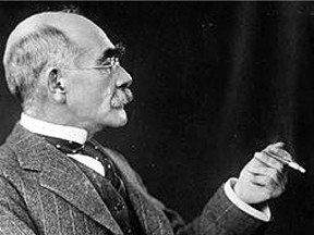 Writer Rudyard Kipling, best known for his tales and poems of British soldiers in India.