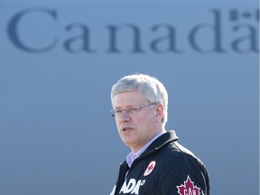 Canadian Prime Minister Stephen Harper arrives in Cambridge Bay, Nunavut on Saturday, August 23, 2014.