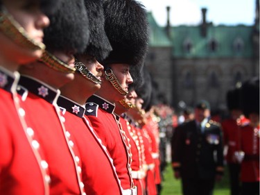 The Ceremonial Guard performs on Parliament Hill one last time on the last performance of the season, Saturday, Aug. 23, 2014.