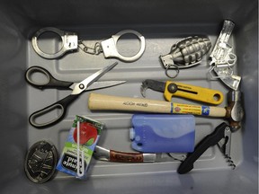 Security screeners have seized more than 82,000 prohibited items like these from travellers at Ottawa airport since January 2010 .
