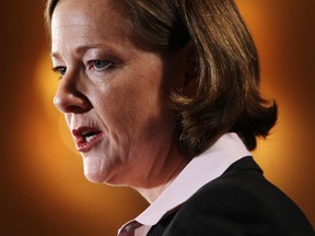 In 2011, Alison Redford addresses The Economic Club of Canada at the Royal York Hotel in Toronto.