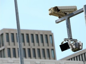 A security camera hangs at the partially-finished new headquarters building of Germany's Federal Intelligence Service, the Bundesnachrichtendienst (BND), on July 12, 2014 in Berlin, Germany.