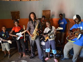 Students at the RBC Bluesfest Be In The Band program at Lusaka's Kabwata Cultural Village in Zambia.