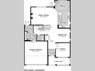 Main floor plan of the Dover.