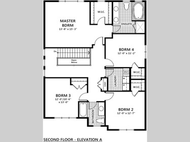 Second floor plan of the Dover.