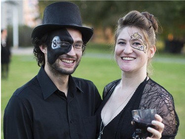 Aaron Maloney Roos, left, and Laura Grove pose for the camera at the 2014 Harvest Noir picnic, Sept. 27, 2014.